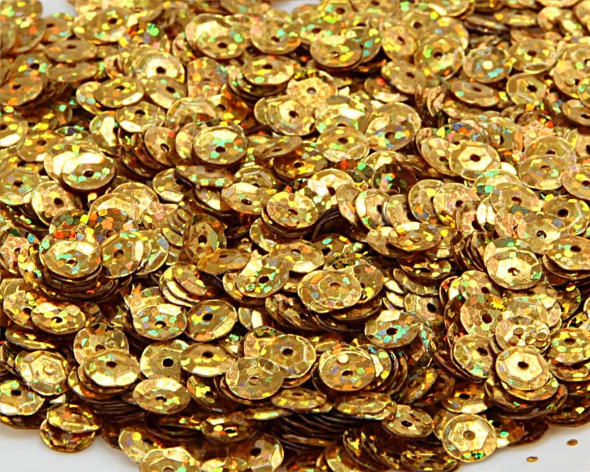 Cekiny 8mm/15gram ciemnozłoty brokat