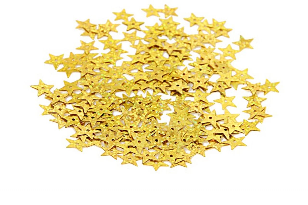 Cekiny gwiazdki średnie 10mm/5gram złote brokat