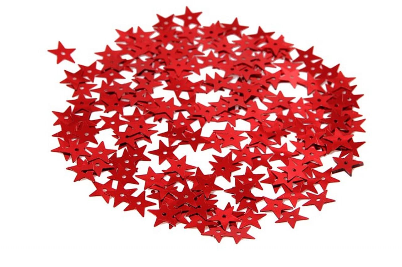 Cekiny gwiazdki średnie 10mm/5gram czerwone