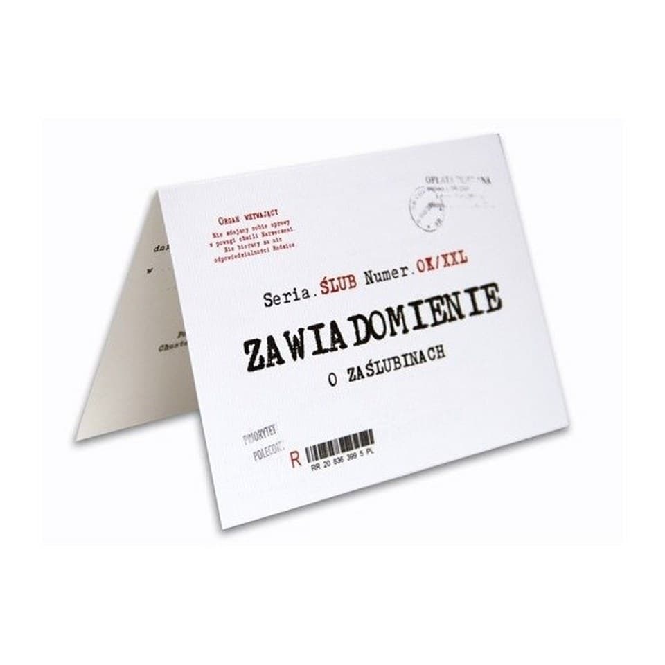 Zaproszenie ślubne zawiadomeinie 10,5x14,5 10szt.