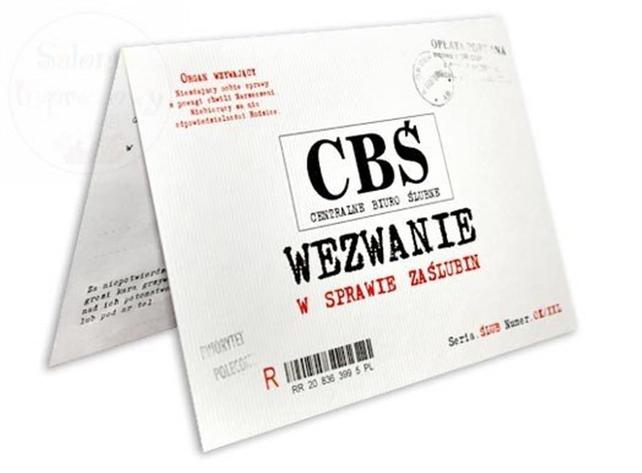 Zaproszenie ślubne CBŚ 10,5 x 14,5cm 10szt.