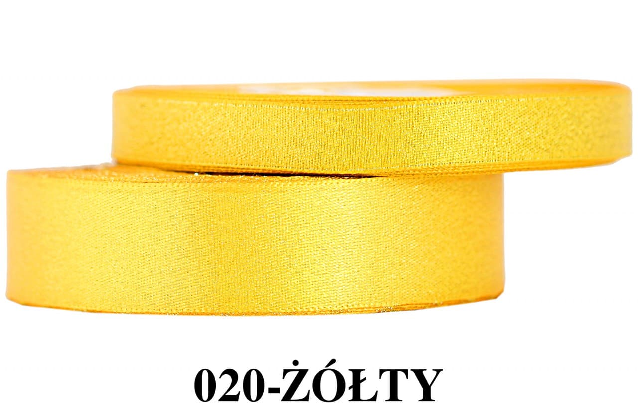 Wstążka satynowa z brokatem 25mm/22mb, żółta