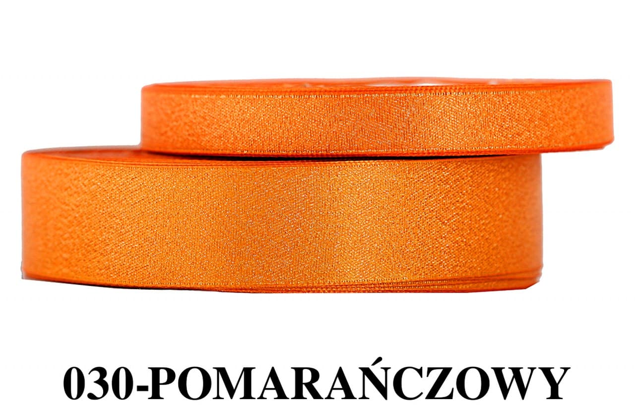 Wstążka satynowa z brokatem 25mm/22mb pomarańczowa