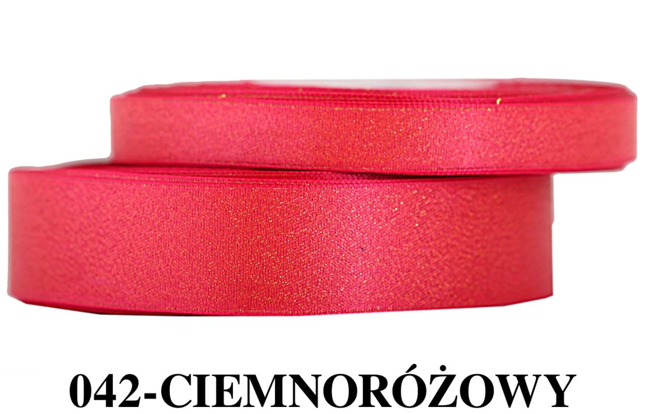Wstążka satynowa z brokatem 25mm/22mb ciemnoróżowa