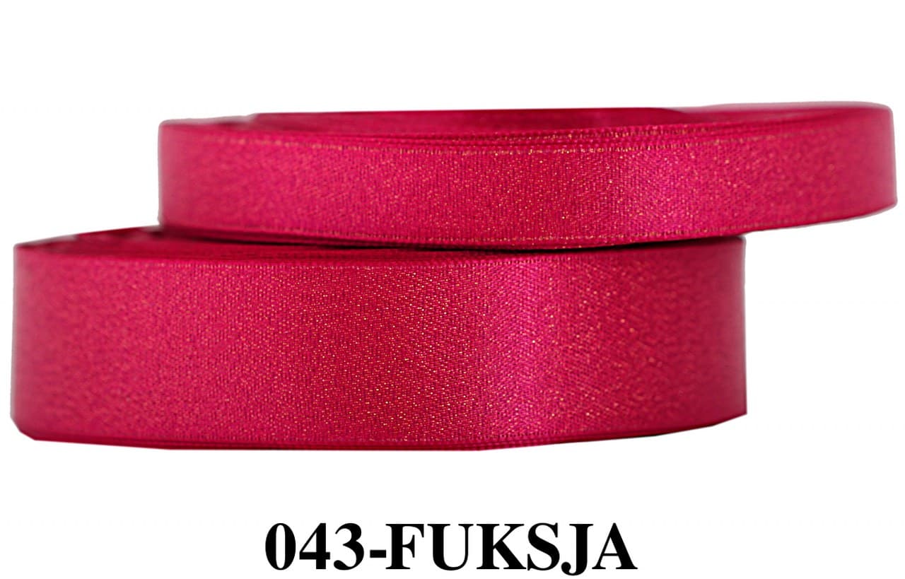 Wstążka satynowa z brokatem 25mm/22mb, fuksja