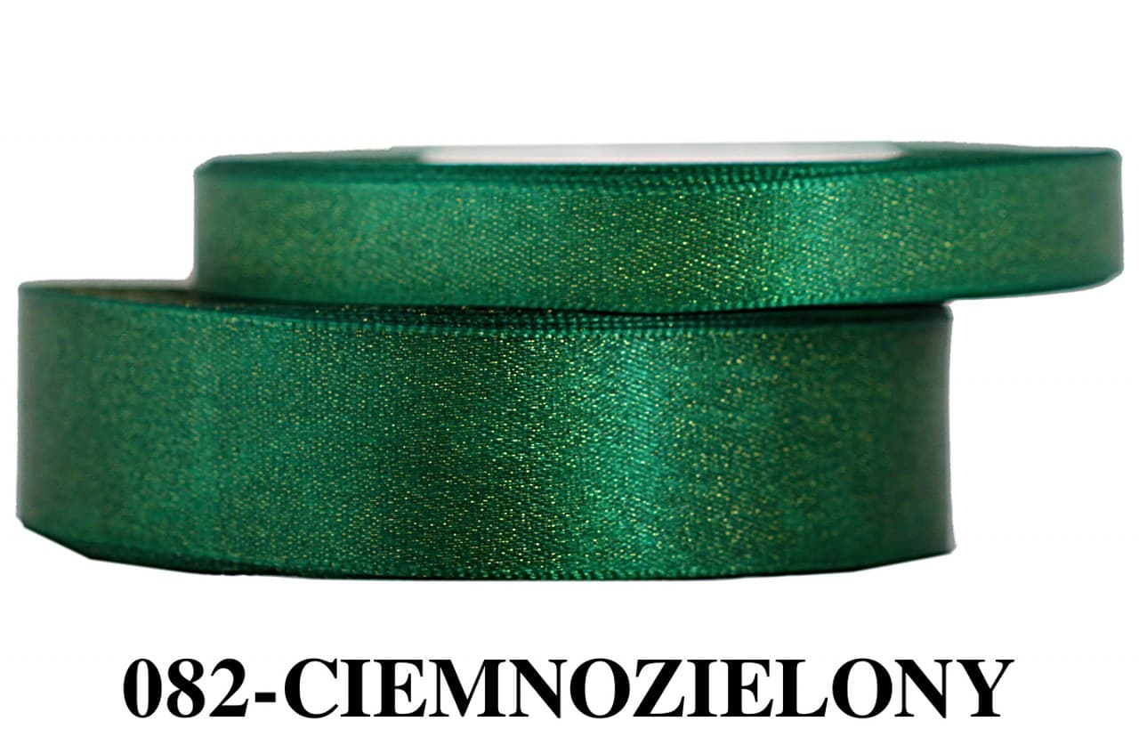 Wstążka satynowa z brokatem 25mm/22mb, c.zielona