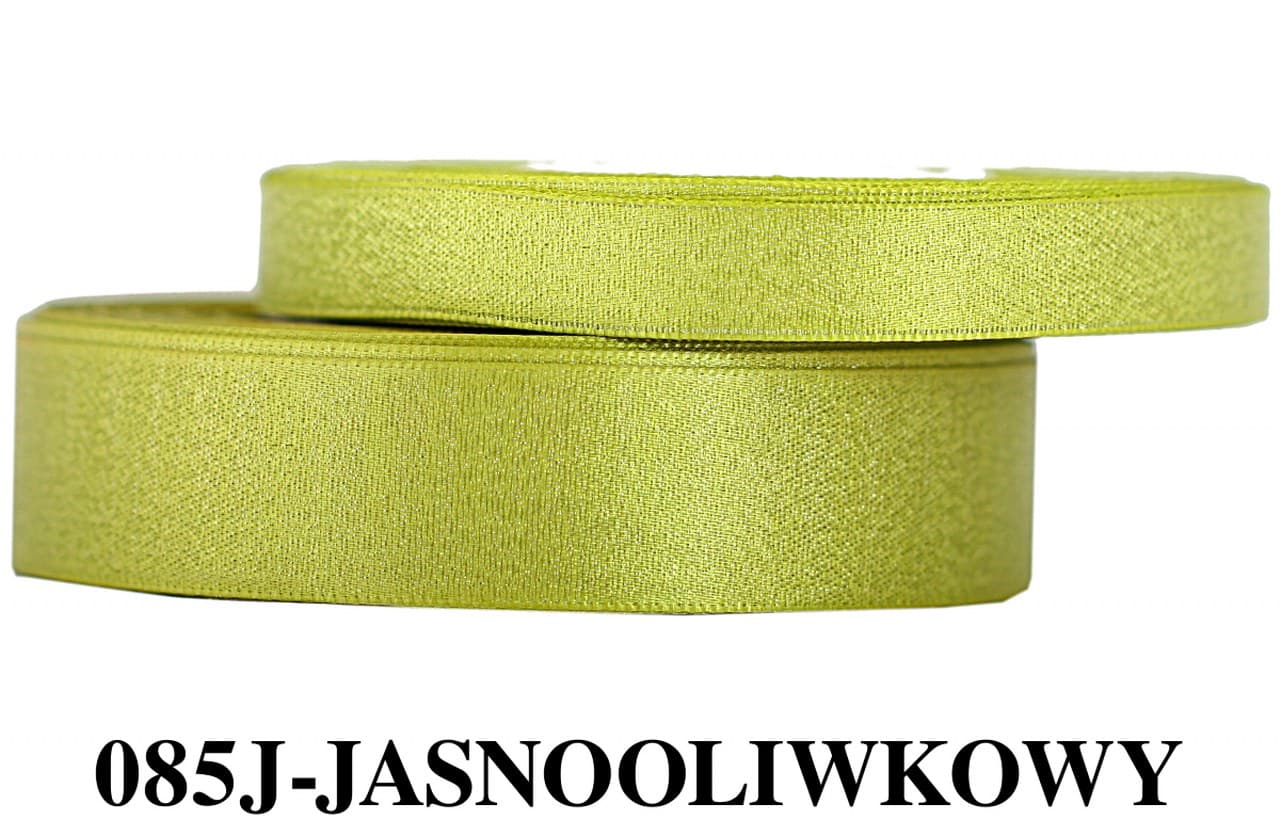 Wstążka satynowa z brokatem 25mm/22mb oliwka jasna