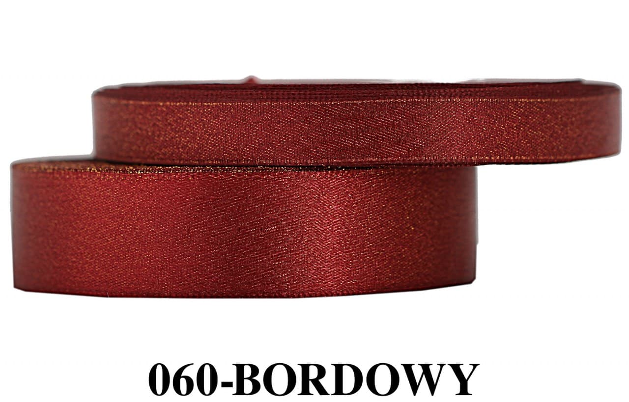 Wstążka satynowa z brokatem 12mm/22mb, bordowa
