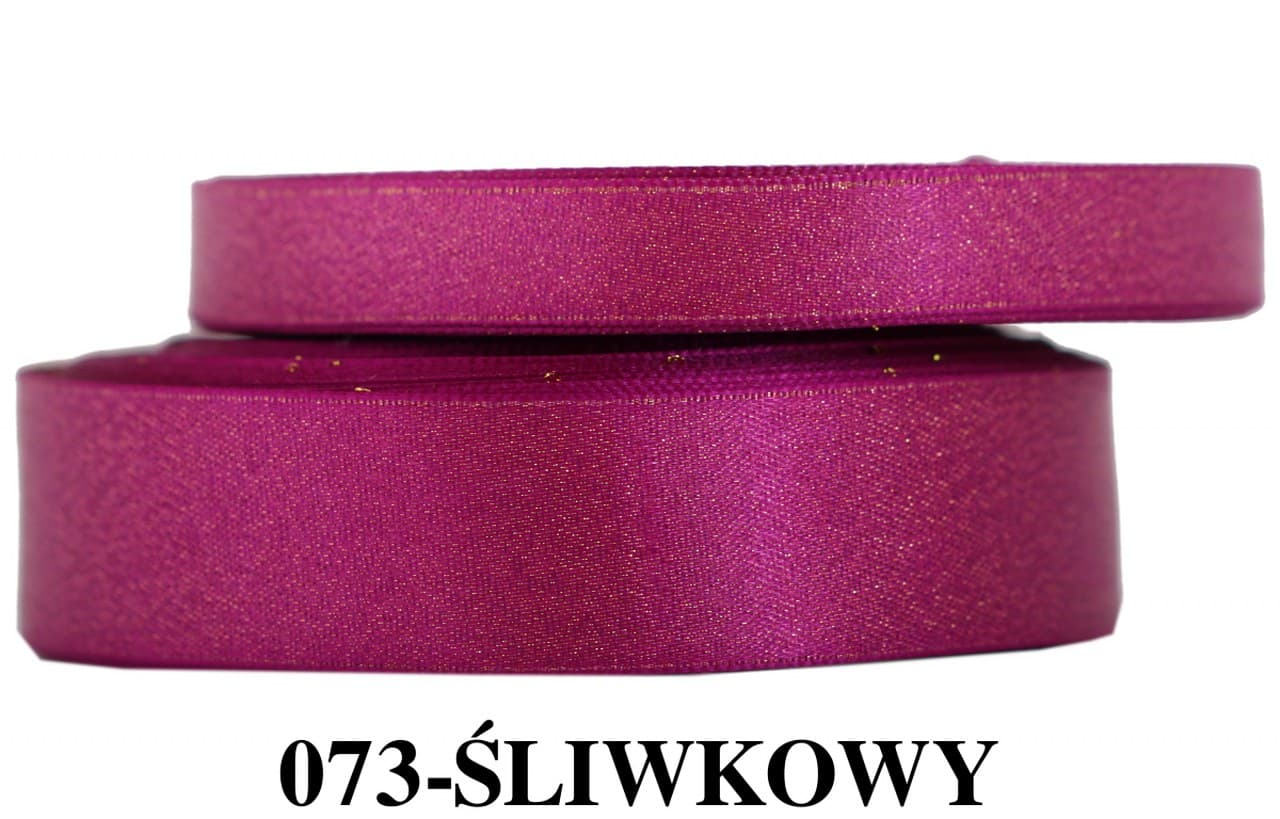 Wstążka satynowa z brokatem 12mm/22mb, śliwkowa