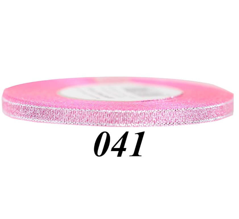 Wstążka brokatowa 6mm/27mb, jasnoróżowa