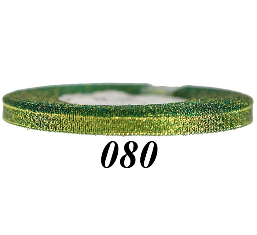 Wstążka brokatowa 6mm/27mb, zielona