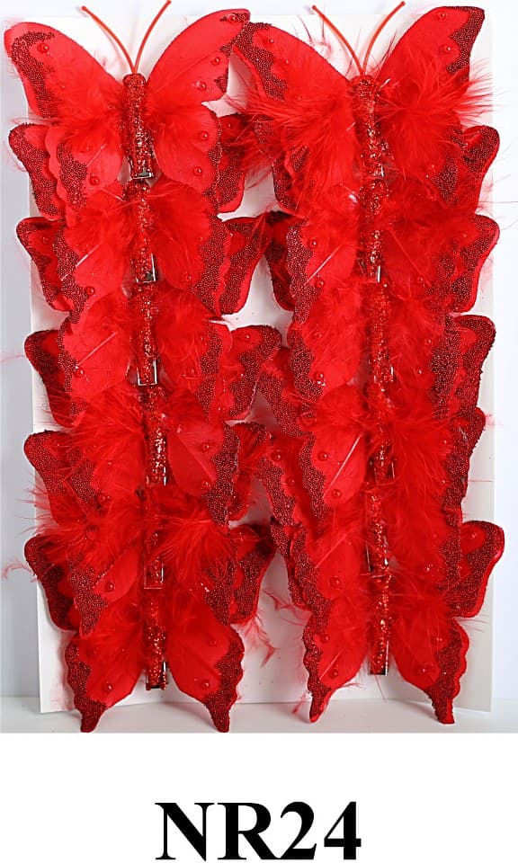 Sztuczne kolorowe motyle szer. 7cm, 12szt.