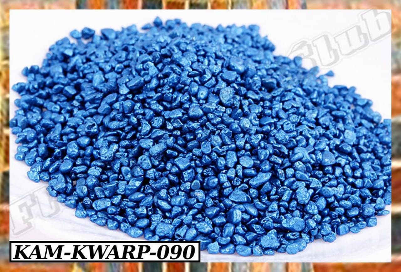 Granulat kwarc perłowy 2-4mm, 0,5kg, niebieski