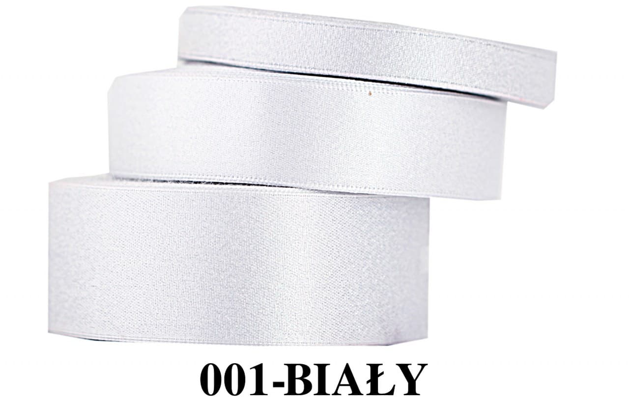 Wstążka satynowa z brokatem 25mm/22mb, biała