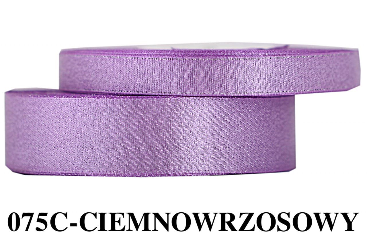 Wstążka satynowa z brokatem 25mm/22mb, c.wrzosowa