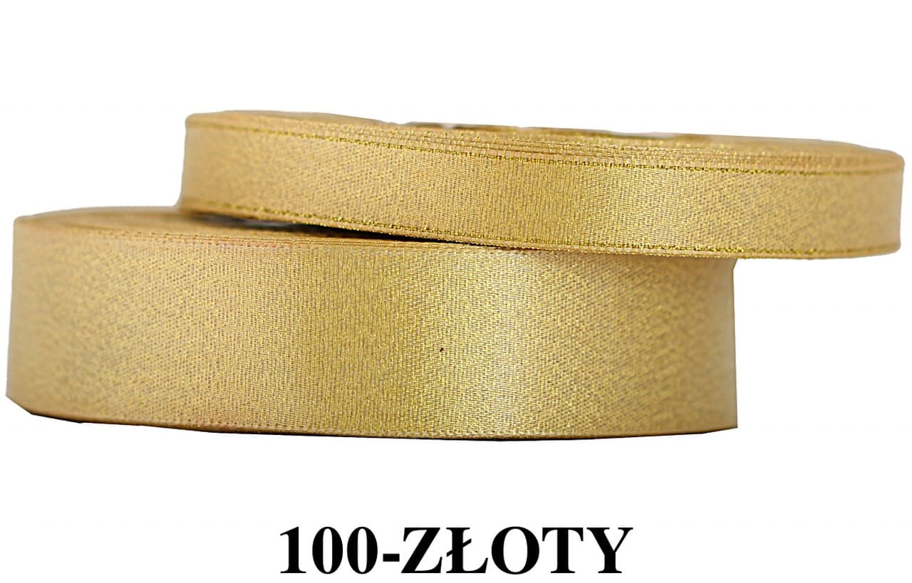 Wstążka satynowa z brokatem 25mm/22mb, złota