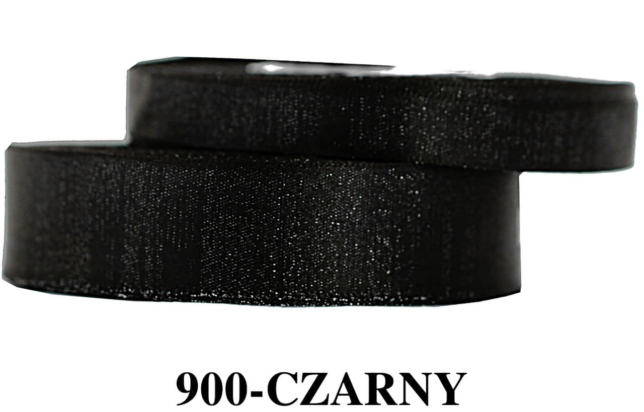 Wstążka satynowa z brokatem 25mm/22mb, czarna