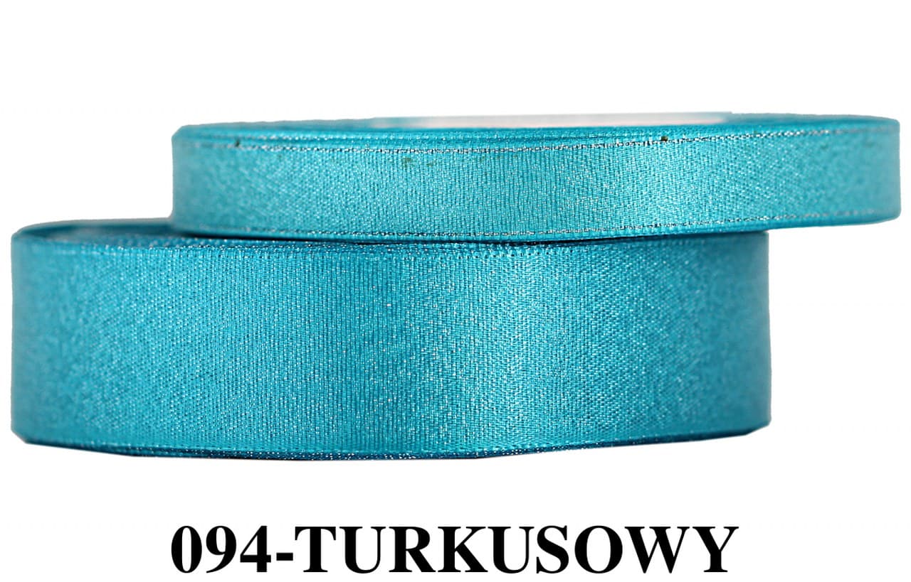Wstążka satynowa z brokatem 12mm/22mb, turkusowa