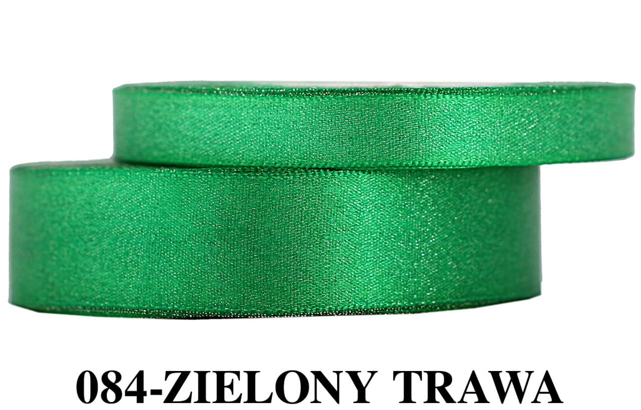 Wstążka satynowa z brokatem 12mm/22m zielona trawa