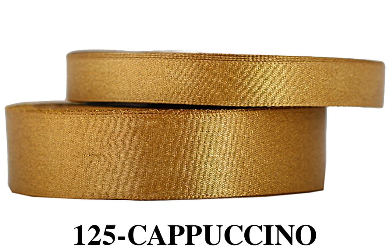 Wstążka satynowa z brokatem 12mm/22mb, cappuccino