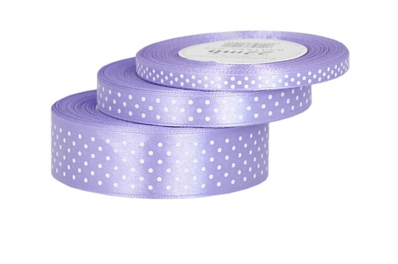 Wstążka satynowa w kropki 6mm/22mb, wrzosowa