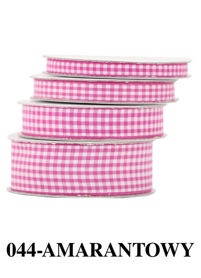 Wstążka materiałowa w kratkę 15mm/9mb amarantowa