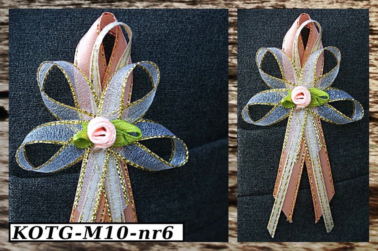 Kotyliony dla gości,1szt. biało/łososiowy/ZŁOTY