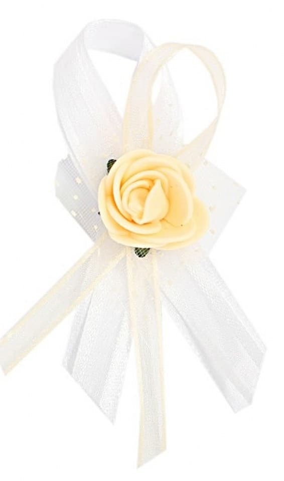 Kotylion z kwiatem piankowym dla gości, c. krem