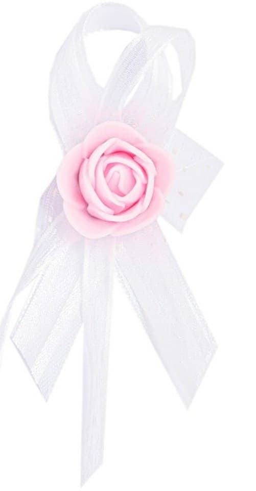 Kotylion z kwiatem piankowym dla gości, blady róż