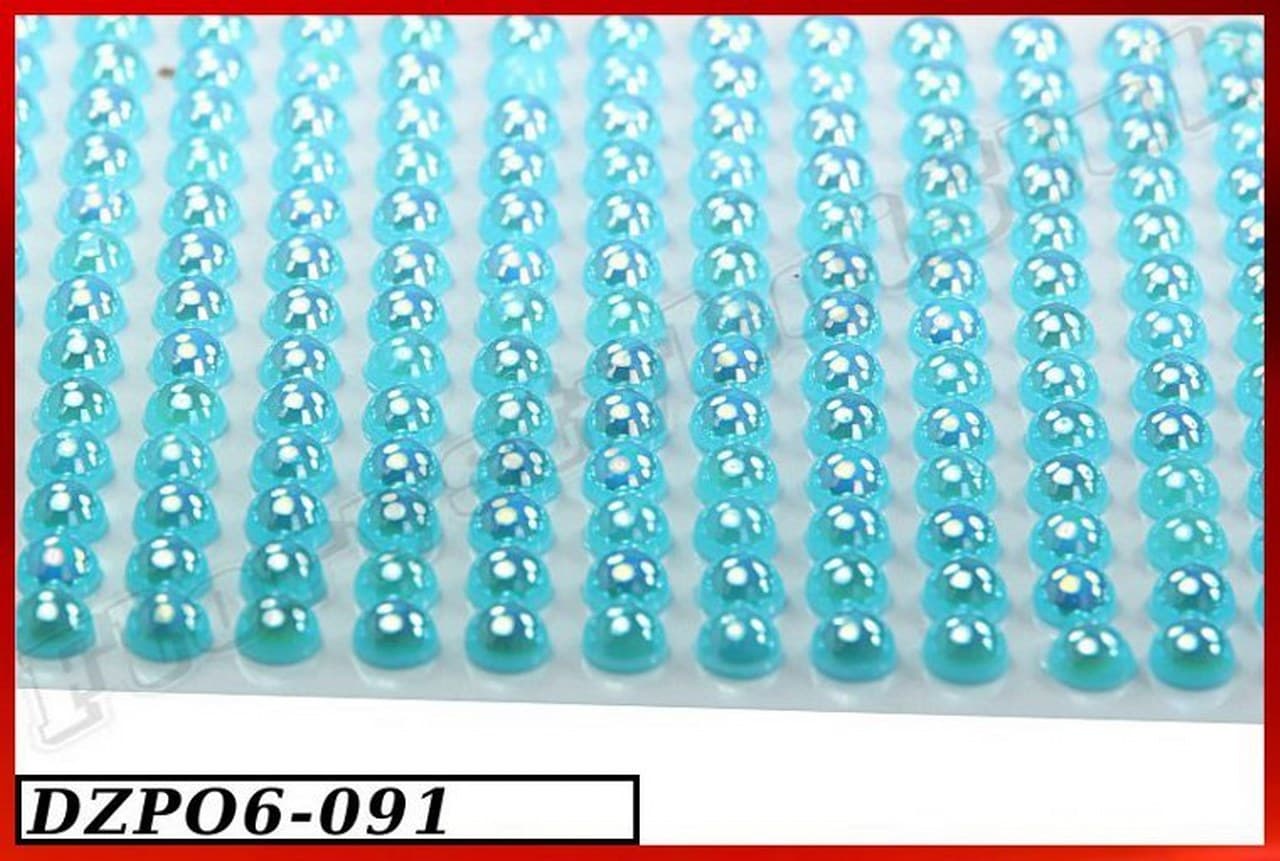Dżety samoprzylepne perły opal 6mm/247szt, błękit
