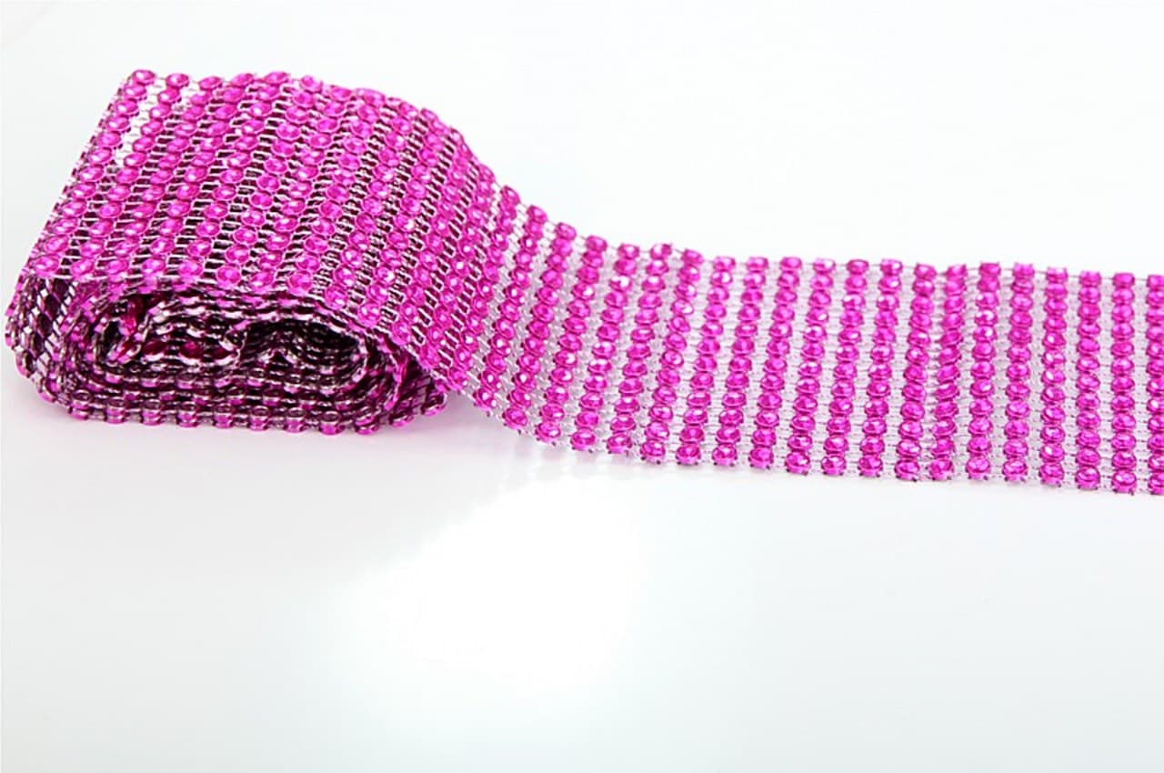 Pas diamentowy z kryształków wym. 6cm/1m amarant