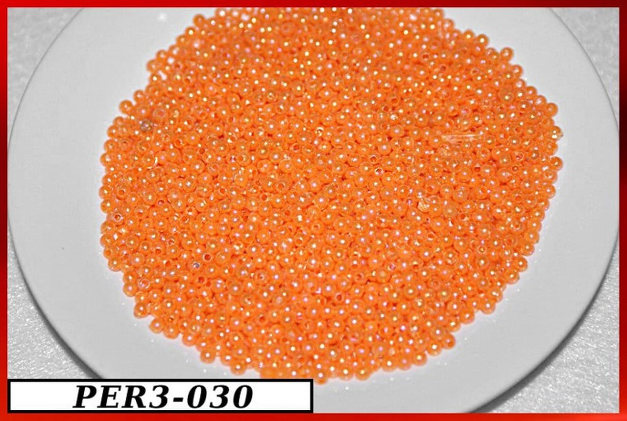 Koraliki perełki z dziurką, śr.3mm/500szt pomarańc