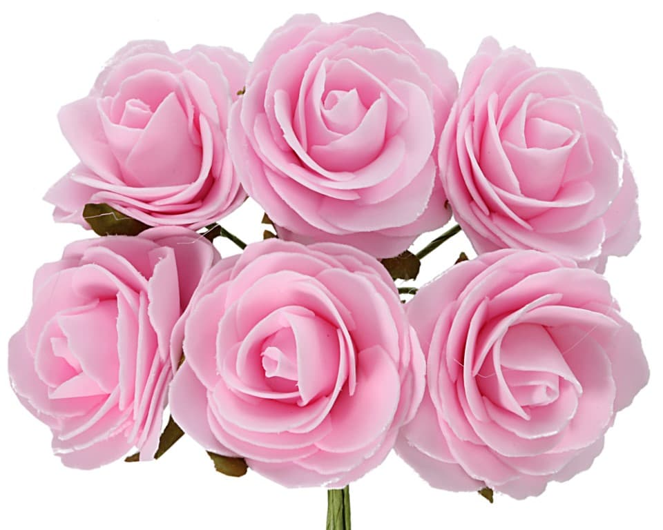 Kwiat piankowy pełny na drucie śr.7cm/6szt j. róż