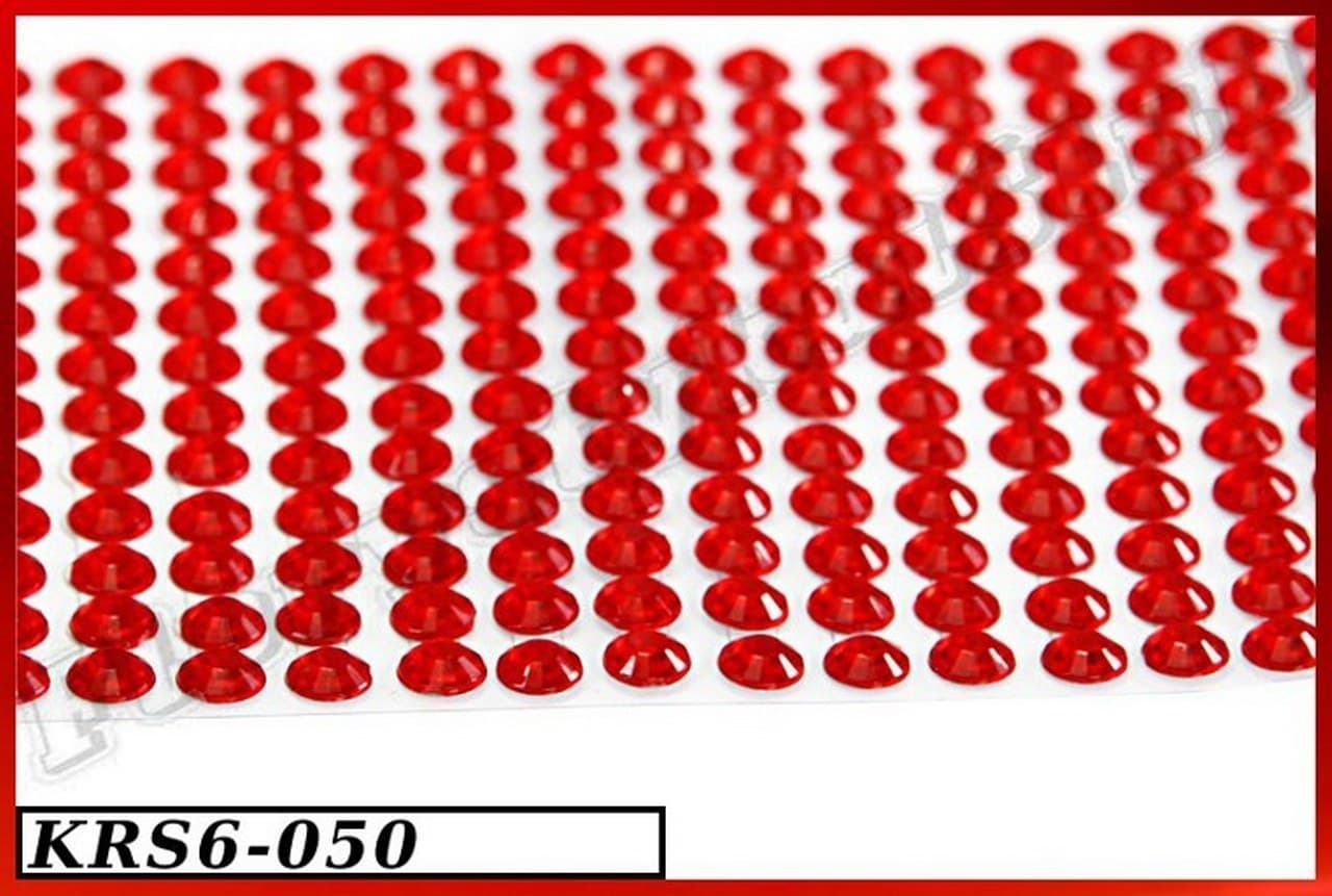 Dżety samoprzylepne kryształy 6mm/260szt. czerwone