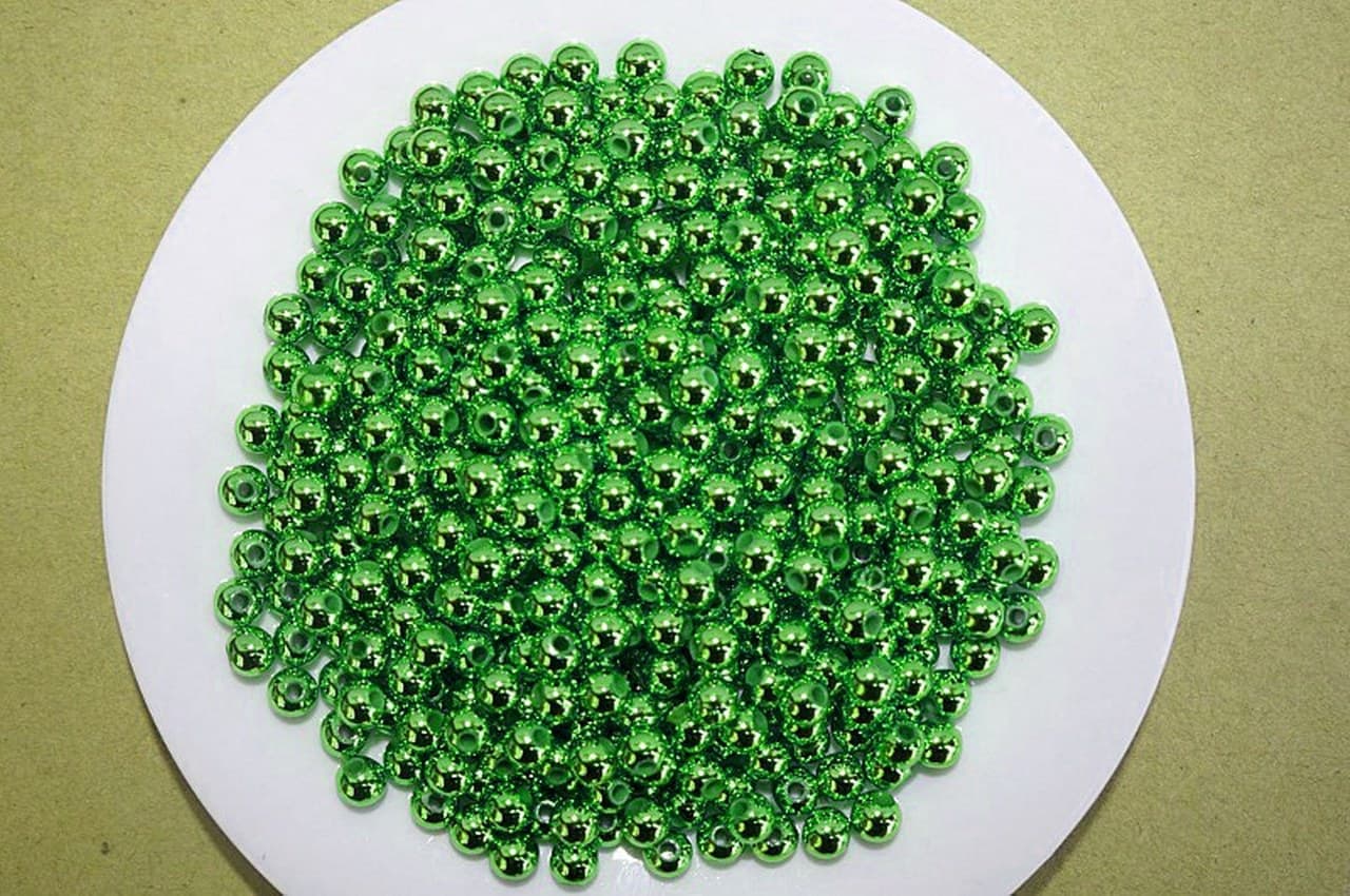Perełki metalizowane, śr. 6mm/50g, zielone