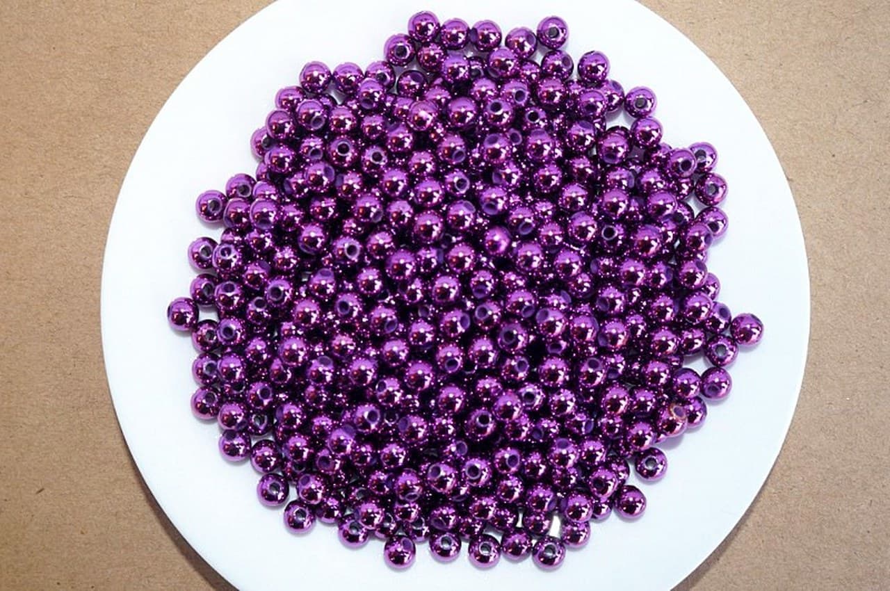 Perełki metalizowane, śr. 6mm/50g, fioletowe