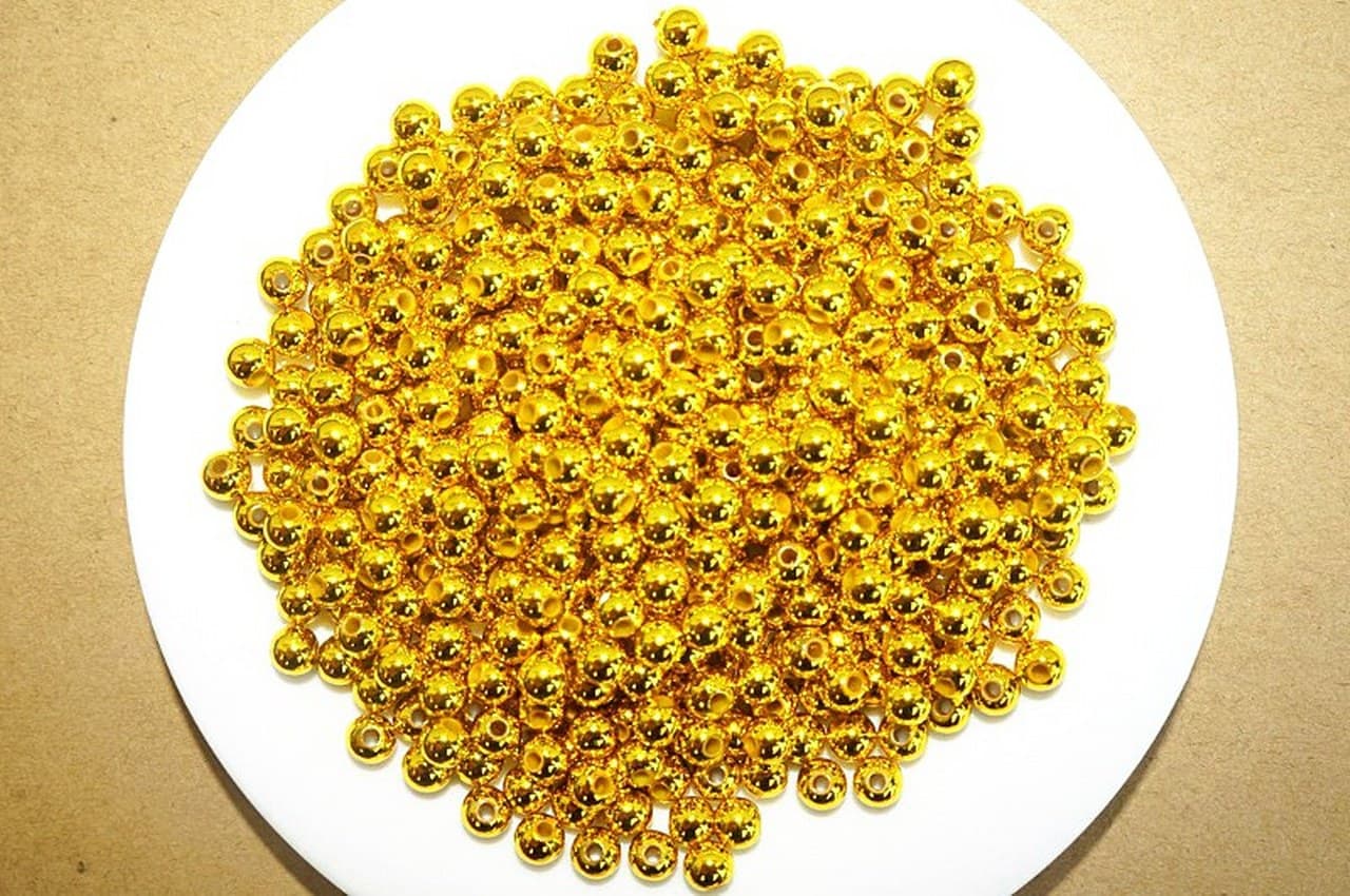 Perełki metalizowane, śr. 6mm/50g, złote