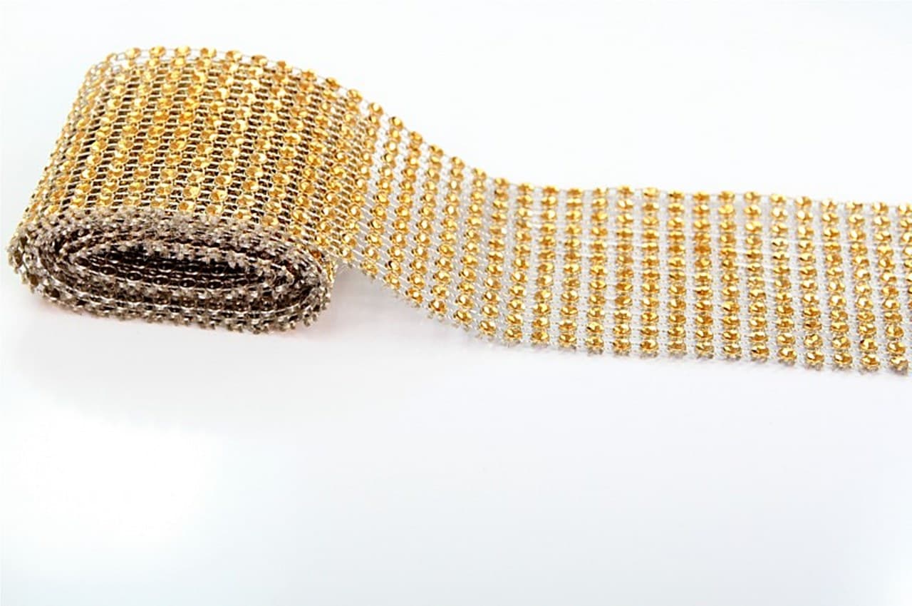 Pas diamentowy z kryształków wym. 6cm/1m złoty