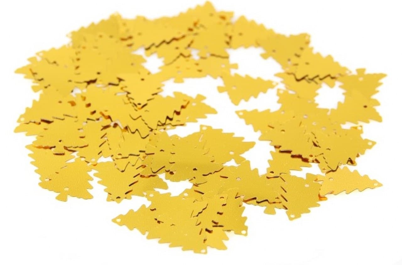 Cekiny choinki wys.13mm/5gram złote