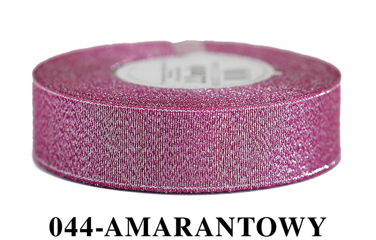 Wstążka brokatowa 25mm/22mb, amarantowa