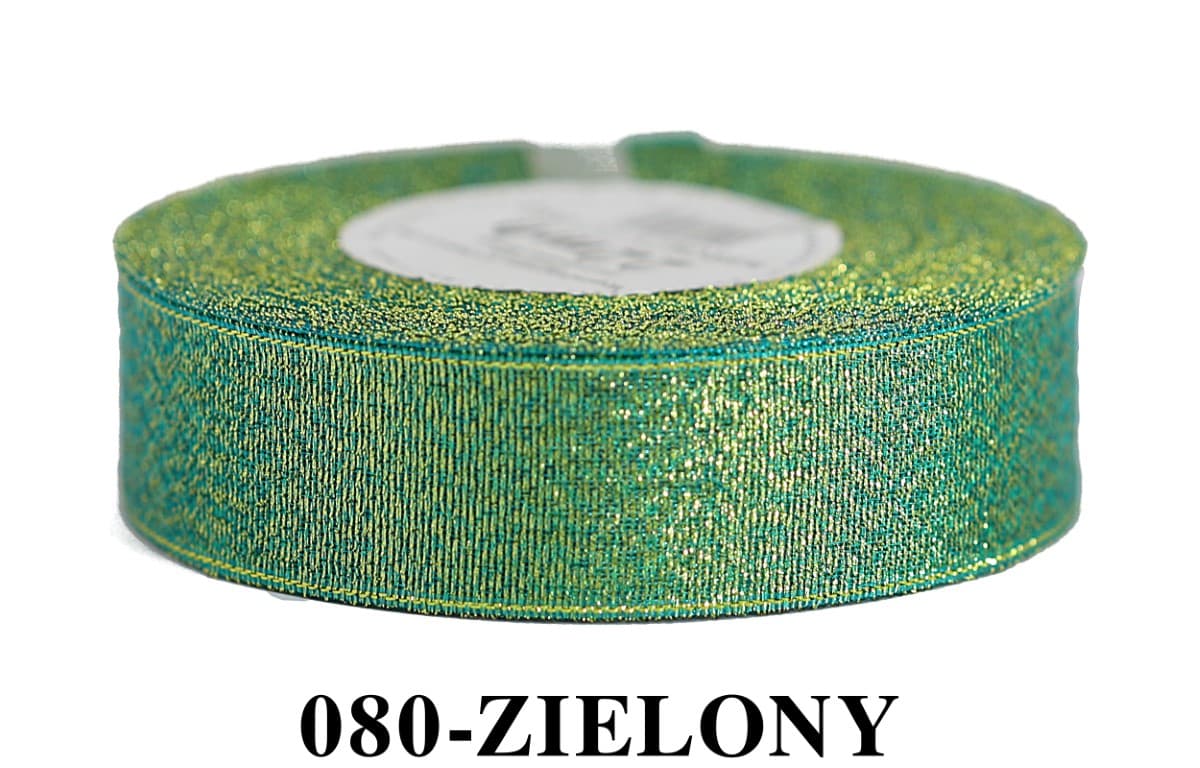 Wstążka brokatowa 25mm/22mb, zielona