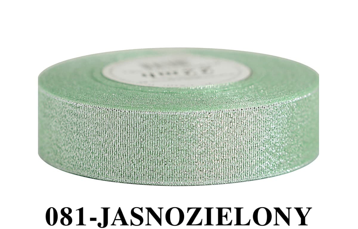 Wstążka brokatowa 25mm/22mb, jasnozielona