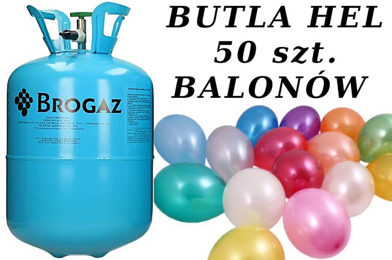 Jednorazowa butla z helem  na 50 balonów, 1 zestaw
