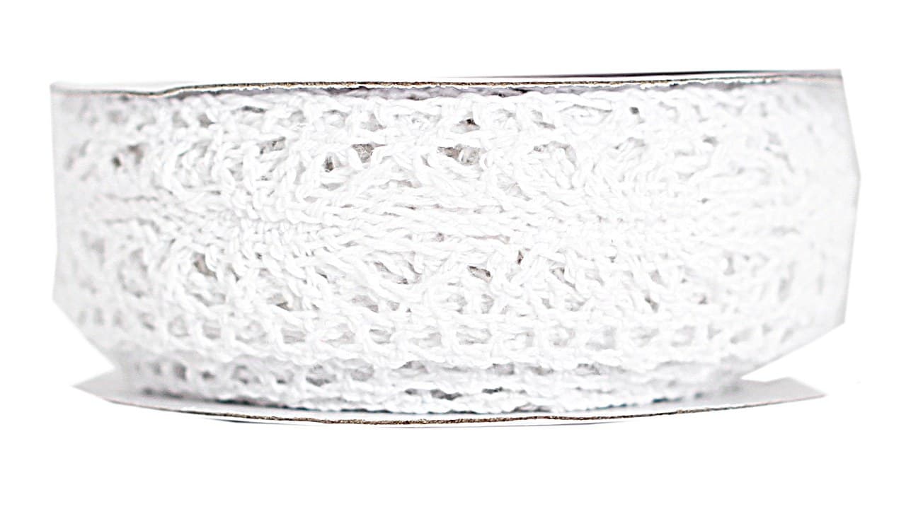 Wstążka materiałowa koronka 2cm/5y, biała