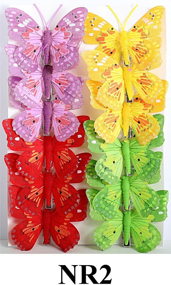 Sztuczne kolorowe motyle szer. 7cm, 12szt.