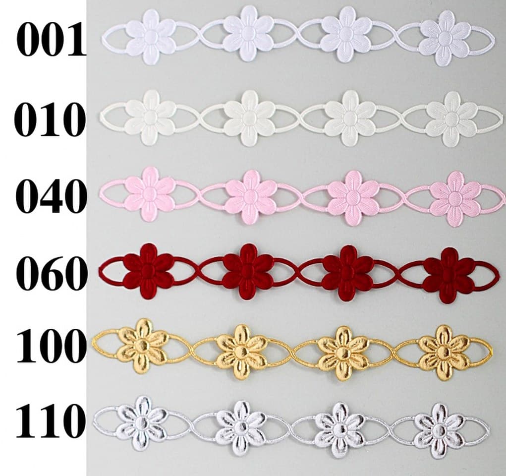 Aplikacje ażurowe kwiatek duży w taśmie,1mb, krem