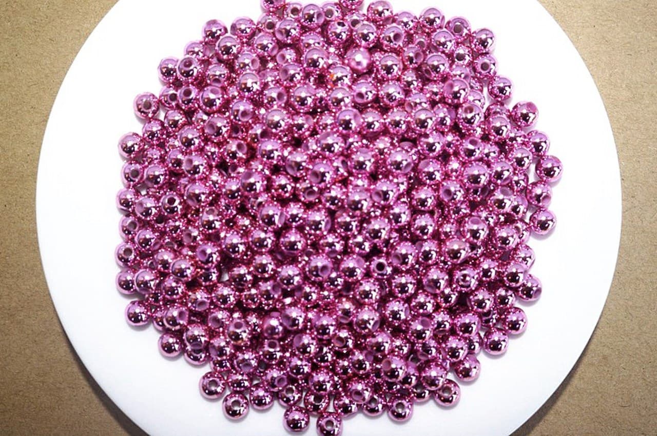 Perełki metalizowane, śr. 8mm/50g, różowe