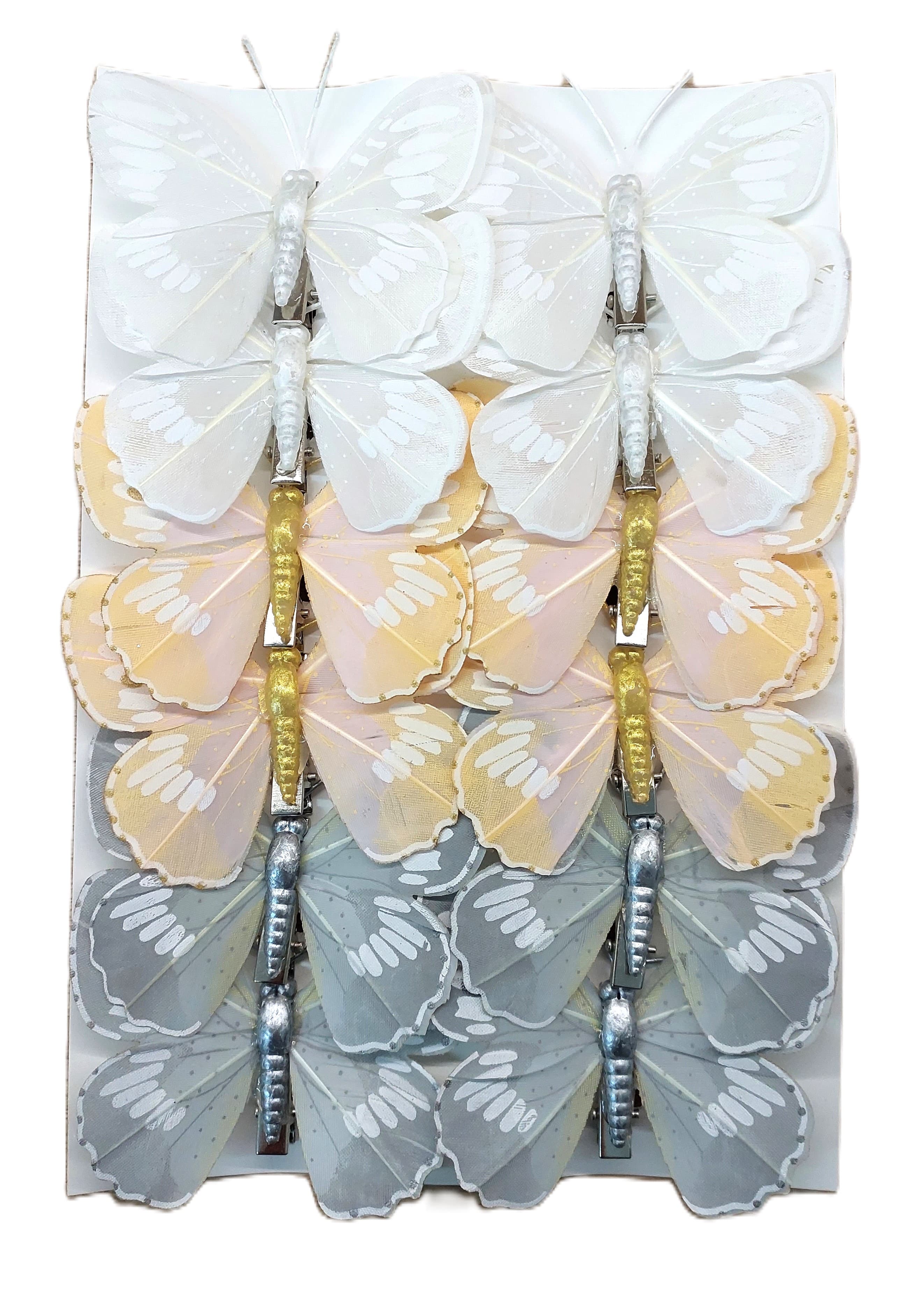 Sztuczne kolorowe motyle szer. 7cm, 12szt.