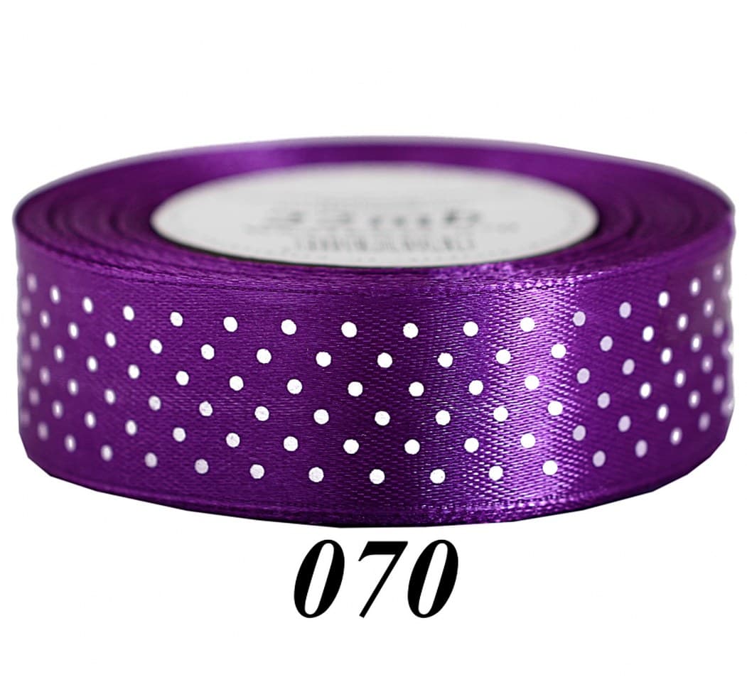 Wstążka satynowa w kropki 25mm/22mb, fioletowa