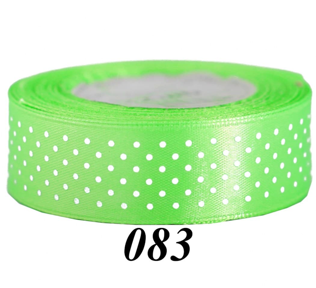 Wstążka satynowa w kropki 25mm/22mb, seledynowa